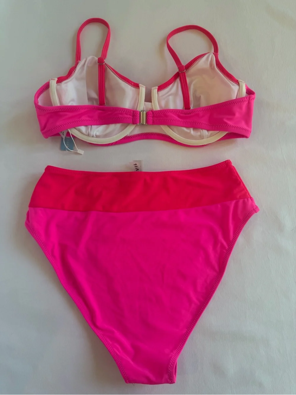 NWT Popvil Neon Pink High-Waist Bikini Set — Women Swim - M bottoms, L top